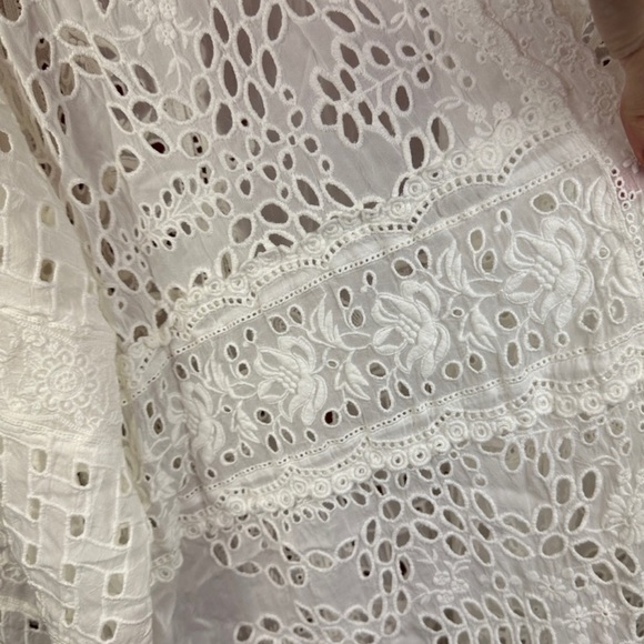 Johnny Was Open Front Drape Floral Embroidered Cardigan White Large - Picture 5 of 7